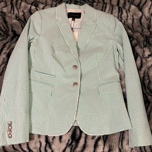 Banana Republic Blazer Green and White Pinstriped
